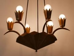Exceptional Art Deco Cubist Brass Chandelier or Pendant Lamp 1920s - 2210090