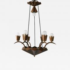 Exceptional Art Deco Cubist Brass Chandelier or Pendant Lamp 1920s - 2213572