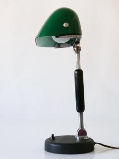 Exceptional Bauhaus Bankers Table Lamp with Original Green Glass 1930s Germany - 1799378