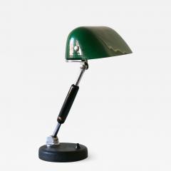 Exceptional Bauhaus Bankers Table Lamp with Original Green Glass 1930s Germany - 1802884