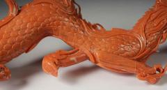 Exceptional Chinese Carved Coral Dragon with Fire Qing Dynasty - 822551