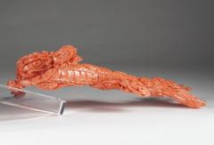 Exceptional Chinese Carved Coral Dragon with Fire Qing Dynasty - 822558