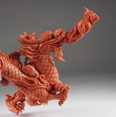 Exceptional Chinese Carved Coral Dragon with Fire Qing Dynasty - 822562