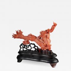 Exceptional Chinese Carved Coral Dragon with Fire Qing Dynasty - 824175