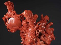 Exceptional Chinese Carved Coral Figural Group of a Guanyin Kwan Yin Phoenix - 2137965