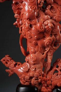 Exceptional Chinese Carved Coral Figural Group of a Guanyin Kwan Yin Phoenix - 2137969