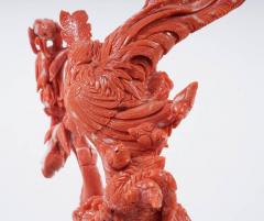 Exceptional Chinese Carved Coral Figural Group of a Rooster with Hens - 822571