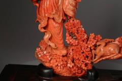 Exceptional Chinese Carved Coral Figure of a Guanyin with Deer - 822631