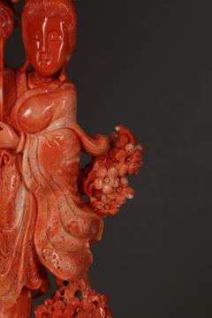 Exceptional Chinese Carved Coral Figure of a Guanyin with Deer - 822634