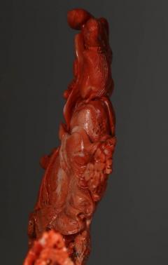 Exceptional Chinese Carved Coral Figure of a Guanyin with Deer - 822639