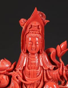 Exceptional Chinese Carved Coral Figure of a Seated Guanyin - 822651