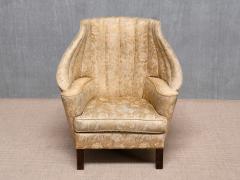 Exceptional Danish Cabinetmaker Barrel Back Armchair in Floral Damask 1920s - 4276873