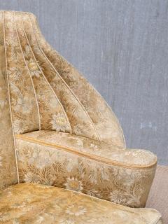 Exceptional Danish Cabinetmaker Barrel Back Armchair in Floral Damask 1920s - 4276874
