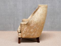 Exceptional Danish Cabinetmaker Barrel Back Armchair in Floral Damask 1920s - 4276877