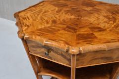 Exceptional Expressionist Octagonal Center Table in Flamed Birch Germany 1920s - 3673606