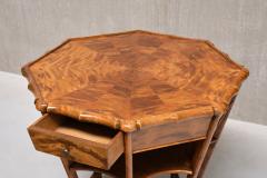 Exceptional Expressionist Octagonal Center Table in Flamed Birch Germany 1920s - 3673607