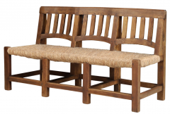 Exceptional French 1950s pine straw bench - 2862550