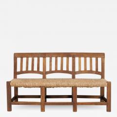 Exceptional French 1950s pine straw bench - 2863698