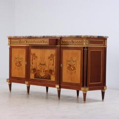 Exceptional French Louis XVI style inlaid sideboard buffet C 1950  - 3928918