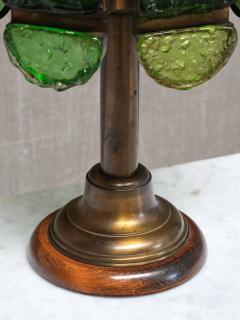 Exceptional Italian Brutalist Green Dalle de Verre Table Lamp in Brass 1970s - 4597962