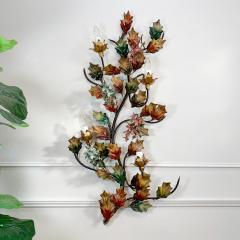 Exceptional Italian Hand Painted Holly Leaf Wall Sconce of Huge Scale - 3390237