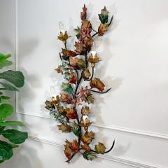 Exceptional Italian Hand Painted Holly Leaf Wall Sconce of Huge Scale - 3390238