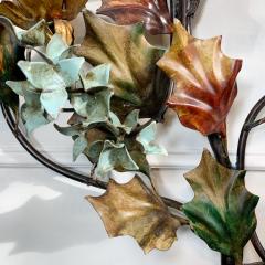 Exceptional Italian Hand Painted Holly Leaf Wall Sconce of Huge Scale - 3390246