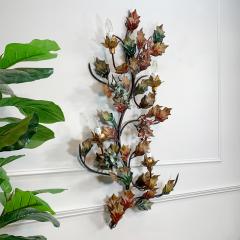 Exceptional Italian Hand Painted Holly Leaf Wall Sconce of Huge Scale - 3390247