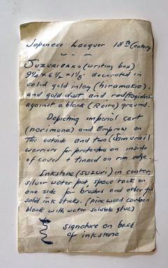 Exceptional Japanese Lacquer Suzuribako Edo Period with Provenance Note - 1866780