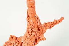 Exceptional Large Chinese Carved Coral Figural Group of a Guanyin Kwan Yin - 986075