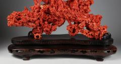 Exceptional Large Chinese Carved Coral Figural Group of a Pine Tree Scholars - 986110
