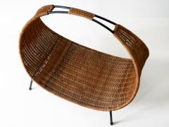 Exceptional Large Mid Century Modern Wicker Magazine Rack or Stand 1960s Italy - 1811934