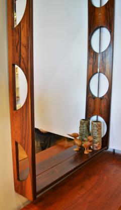 Exceptional Large Rosewood Mirror w Shelf Half Circular Cut Outs - 2089311