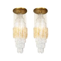 Exceptional Mazegga Glass Feather Chandelier 1960s - 2536711