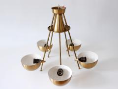 Exceptional Mid Century Five Flamed Chandelier or Pendant Lamp Sweden 1950s - 3232144