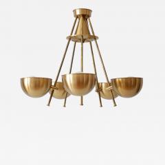 Exceptional Mid Century Five Flamed Chandelier or Pendant Lamp Sweden 1950s - 3236153