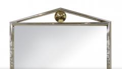 Exceptional Mid Century Modern Chrome Framed Brass Decorated Mantel Mirror - 3329219