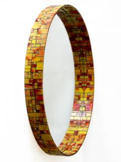 Exceptional Mid Century Modern Mosaic Framed Circular Wall Mirror 1960s Italy - 1801488