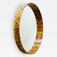 Exceptional Mid Century Modern Mosaic Framed Circular Wall Mirror 1960s Italy - 1804037