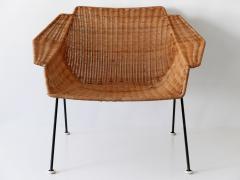 Exceptional Mid Century Modern Wicker Lounge Chair or Armchair 1950s Sweden - 1837309