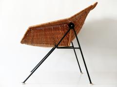 Exceptional Mid Century Modern Wicker Lounge Chair or Armchair 1950s Sweden - 1837314