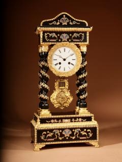Exceptional Original Boulle Style and Gilded French Portico Clock  - 3497258