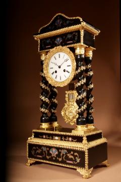 Exceptional Original Boulle Style and Gilded French Portico Clock  - 3497265