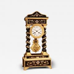 Exceptional Original Boulle Style and Gilded French Portico Clock  - 3501664