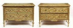Exceptional Pair of French Provincial Green Painted and Parcel Gilt Commodes - 2142144