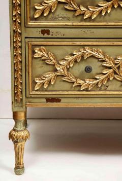 Exceptional Pair of French Provincial Green Painted and Parcel Gilt Commodes - 2142147
