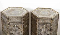 Exceptional Pair of Islamic Mamluk Revival Silver Inlaid Quran Side Tables - 2140779