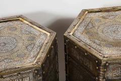 Exceptional Pair of Islamic Mamluk Revival Silver Inlaid Quran Side Tables - 2140780