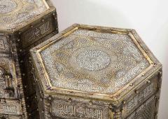 Exceptional Pair of Islamic Mamluk Revival Silver Inlaid Quran Side Tables - 2140784