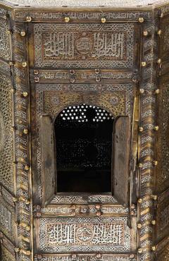 Exceptional Pair of Islamic Mamluk Revival Silver Inlaid Quran Side Tables - 2140785